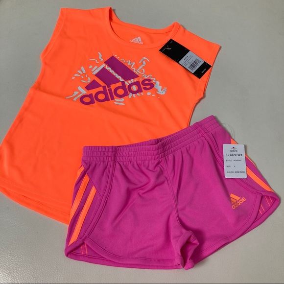 Adidas cute neon pink shorts set 6216 - Picture 5 of 6